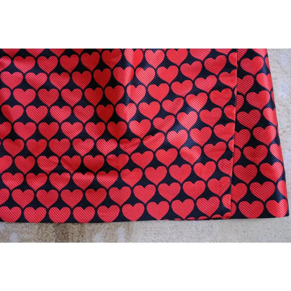 J. Crew Electric Red Jacquard Heart Faux Wrap Skirt Style H2856 Sz 00